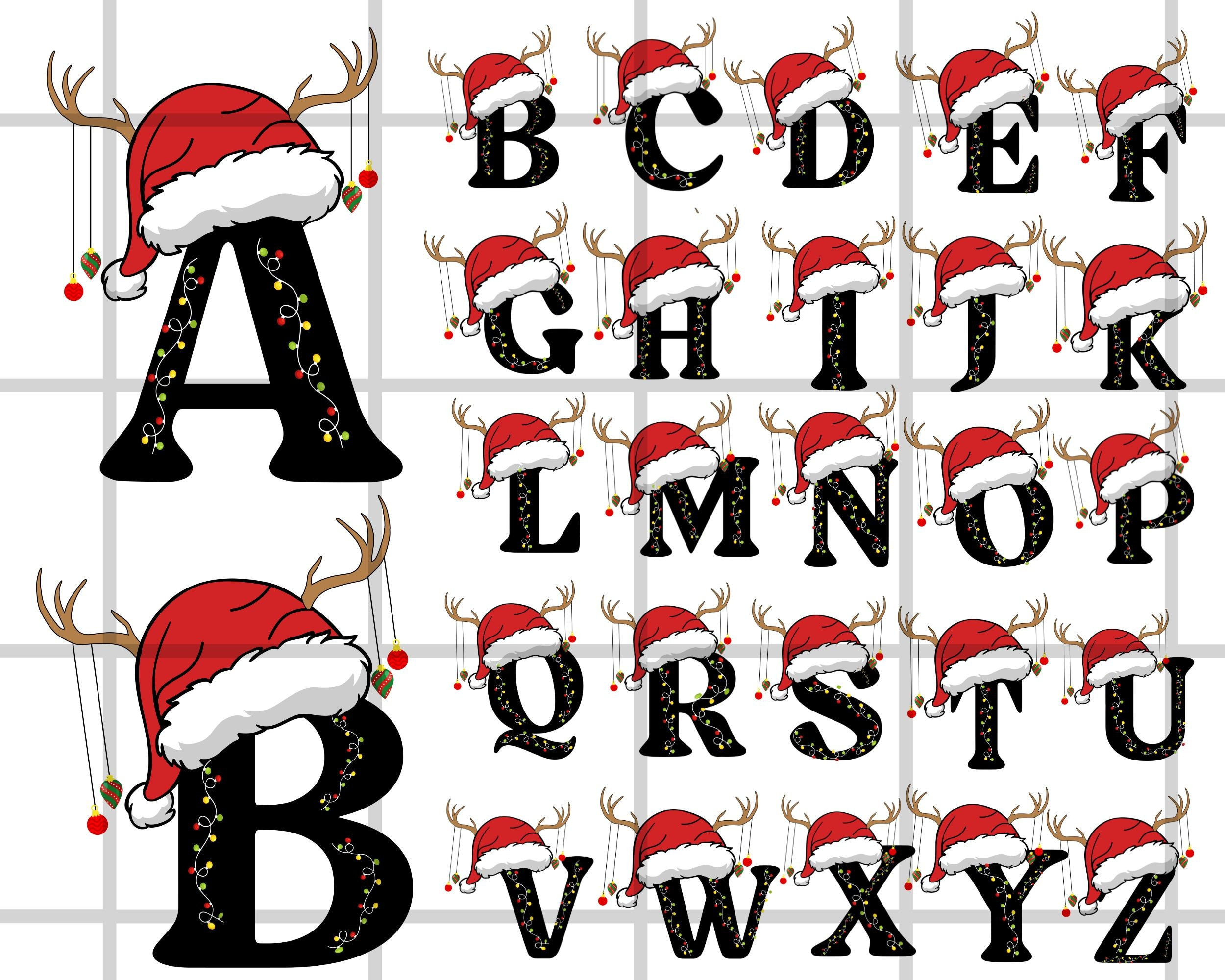 Christmas Alphabet Svg Bundle, A-Z Letters Svg For Cricut with Christmas Alphabet Stencils