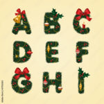 Christmas Alphabet. Vector Illustration. Stock Vektorgrafik Throughout Christmas Alphabet Vector