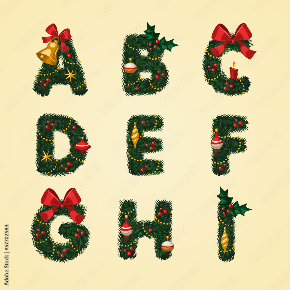 Christmas Alphabet. Vector Illustration. Stock-Vektorgrafik throughout Christmas Alphabet Vector