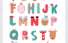 Christmas Alphabet With Cute Characters. Winter Abs And Cartoon regarding Christmas Alphabet Images