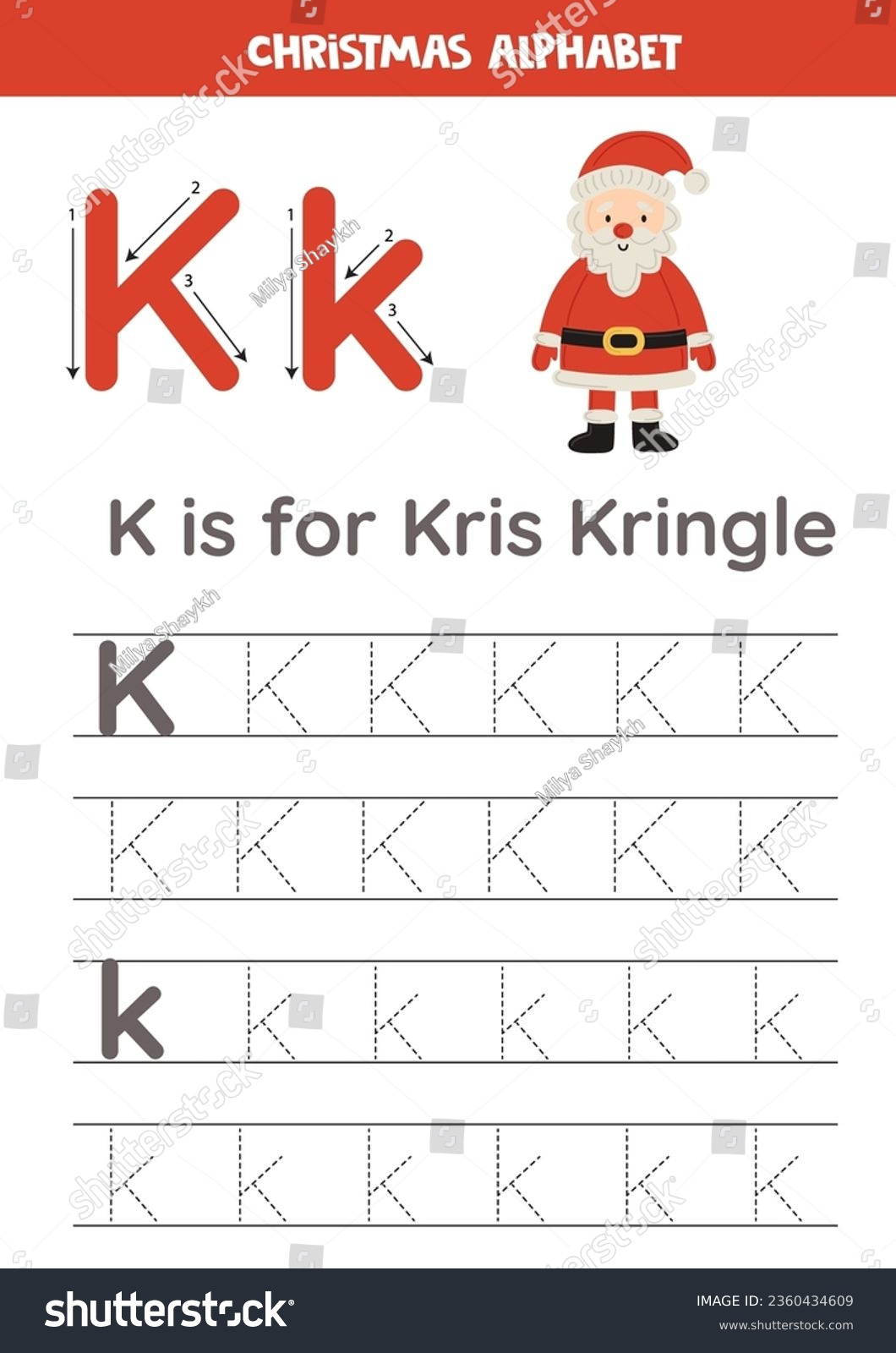 Christmas Alphabet Writing Preschool Kids Letter Stock Vector pertaining to Christmas Alphabet Writing