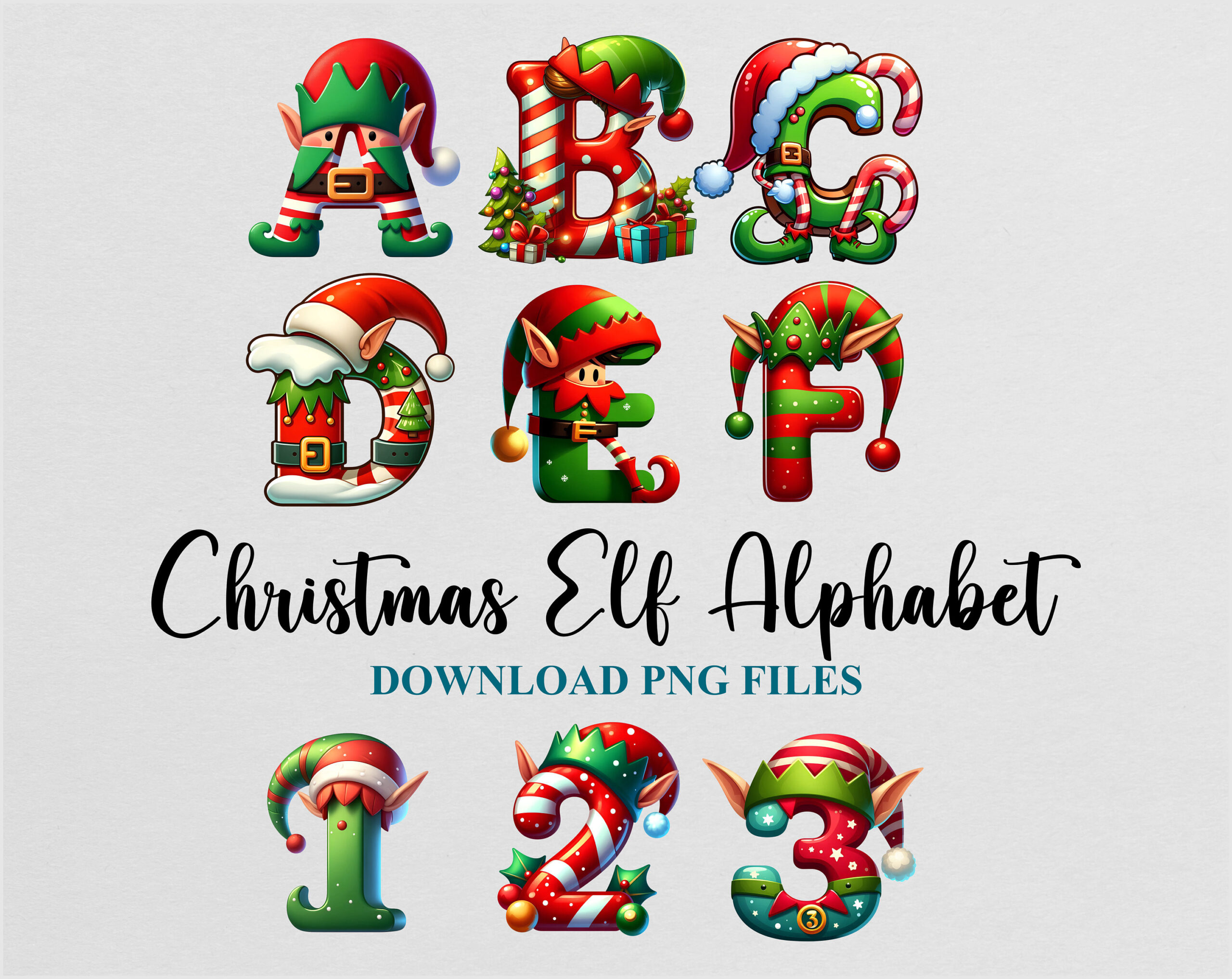 Christmas Elf Alphabet Letters Cliparts Sublimation Png Dtf Design regarding Christmas Elf Alphabet Letters