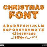 Christmas Font. Alphabet Cookie. Gingerbread Typography. Abc Inside Christmas Food Alphabet