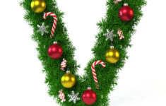 Christmas Font Isolated On White 3D Rendering, Letter V Stock with regard to Christmas Alphabet Letter V