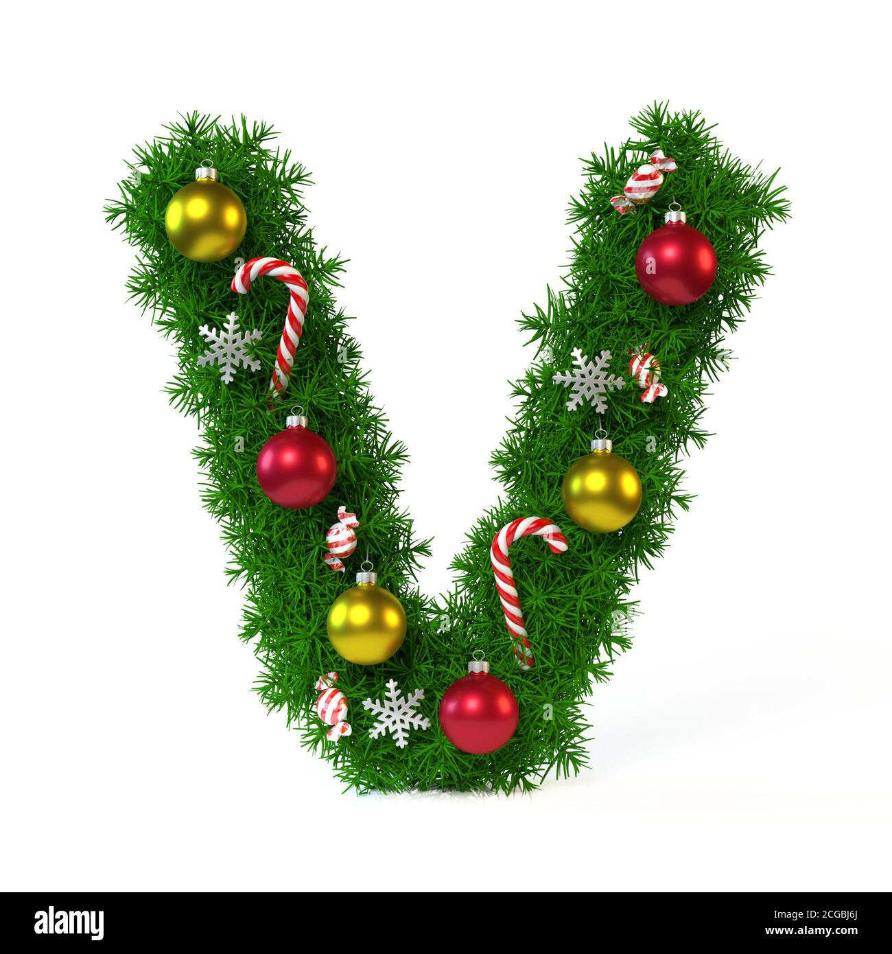 Christmas Font Isolated On White 3D Rendering, Letter V Stock with regard to Christmas Alphabet Letter V