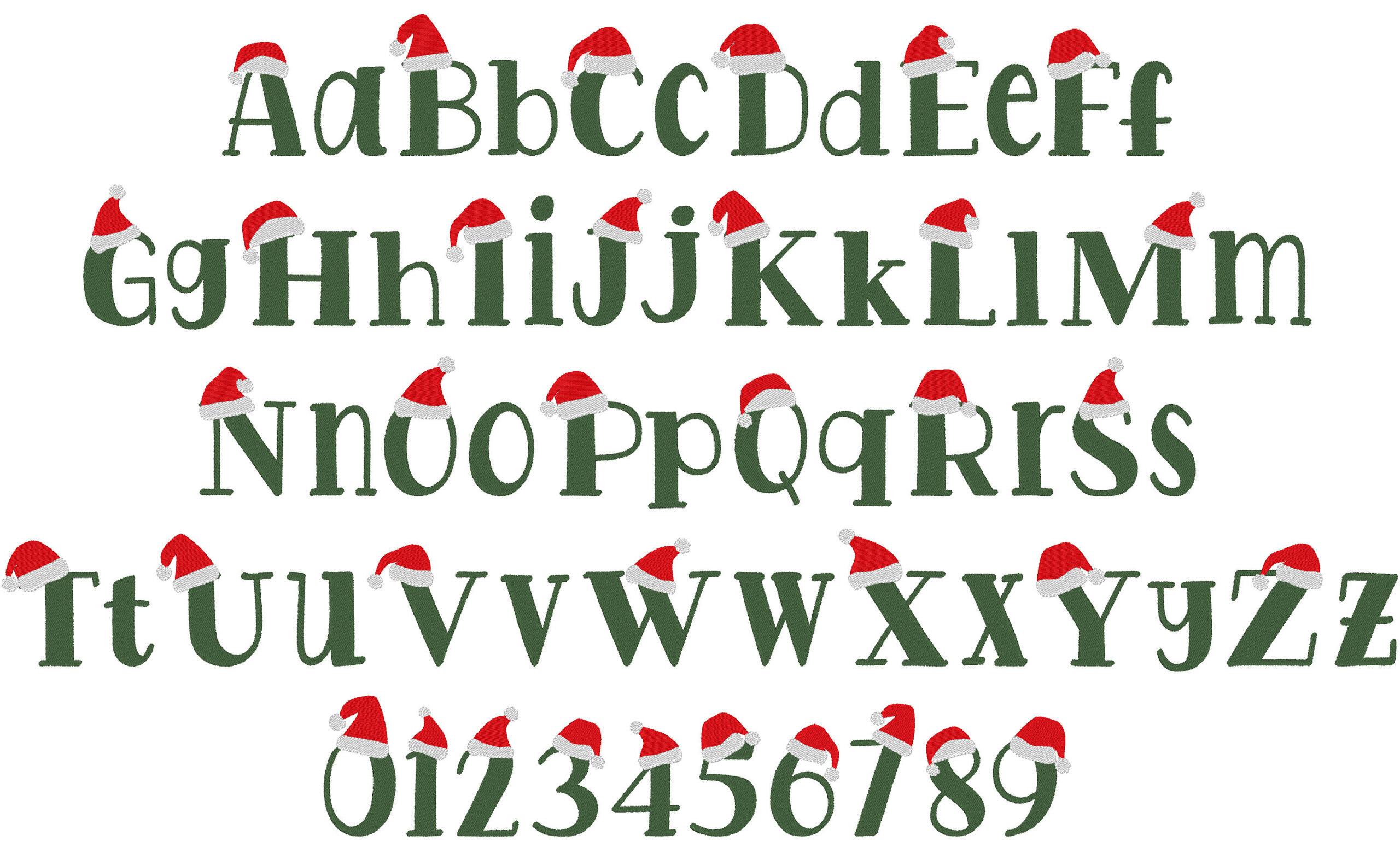 Christmas Font With Santa Hat Alphabet Machine Embroidery Designs regarding Machine Embroidery Christmas Alphabet