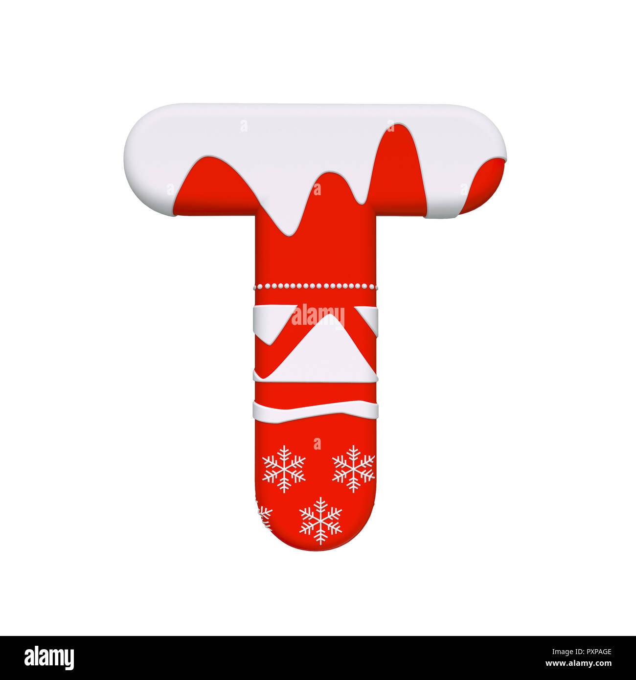 Christmas Letter T - Uppercase 3D Santa Xmas Font Isolated On in Christmas Alphabet Letter T