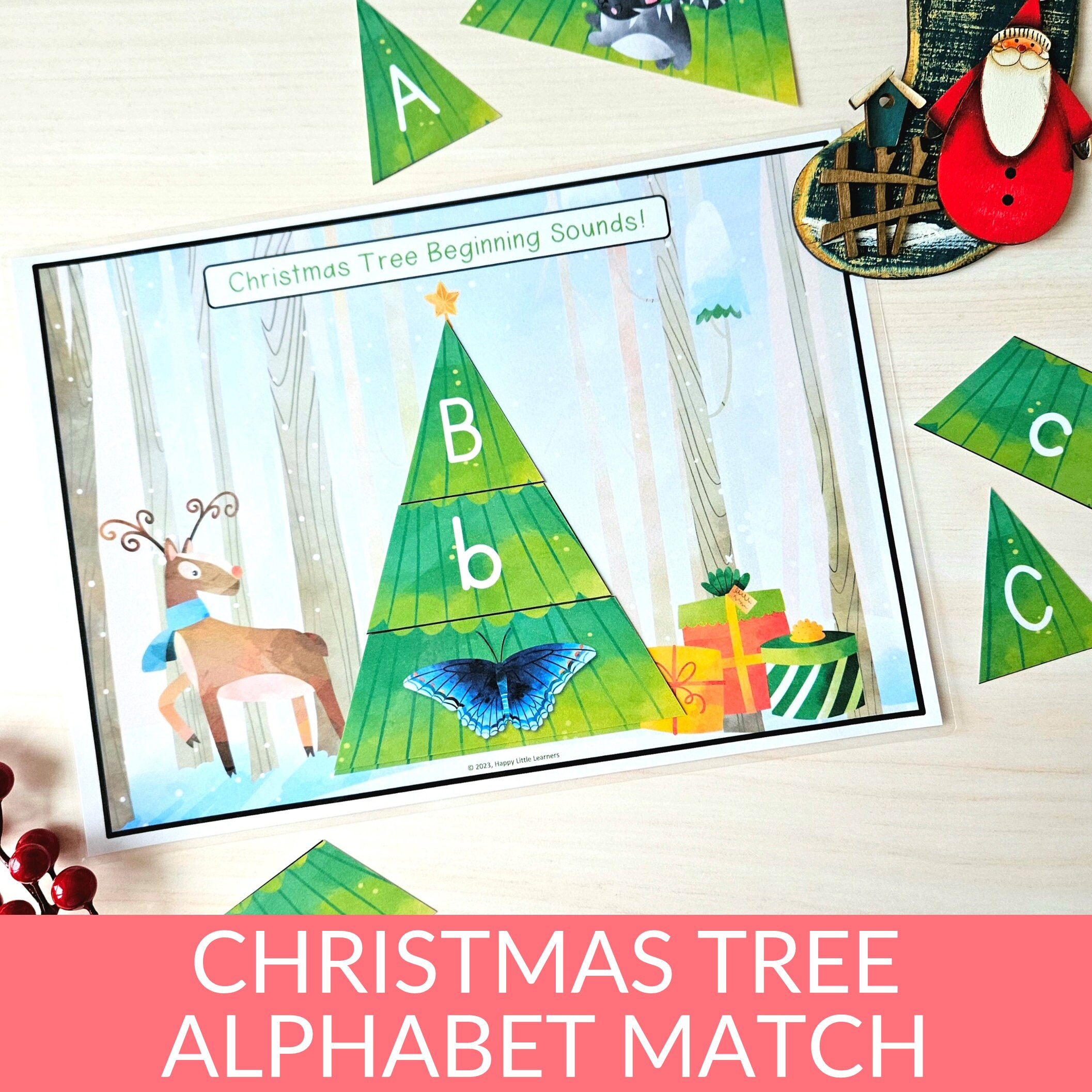 Christmas Tree Alphabet Matching Activity, Holiday Tree Abc in Christmas Tree Alphabet Match