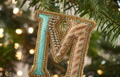 Fortnum'S Eau De Nil Embroidered Alphabet Christmas Decoration, M pertaining to Christmas Decorative Alphabet Letters