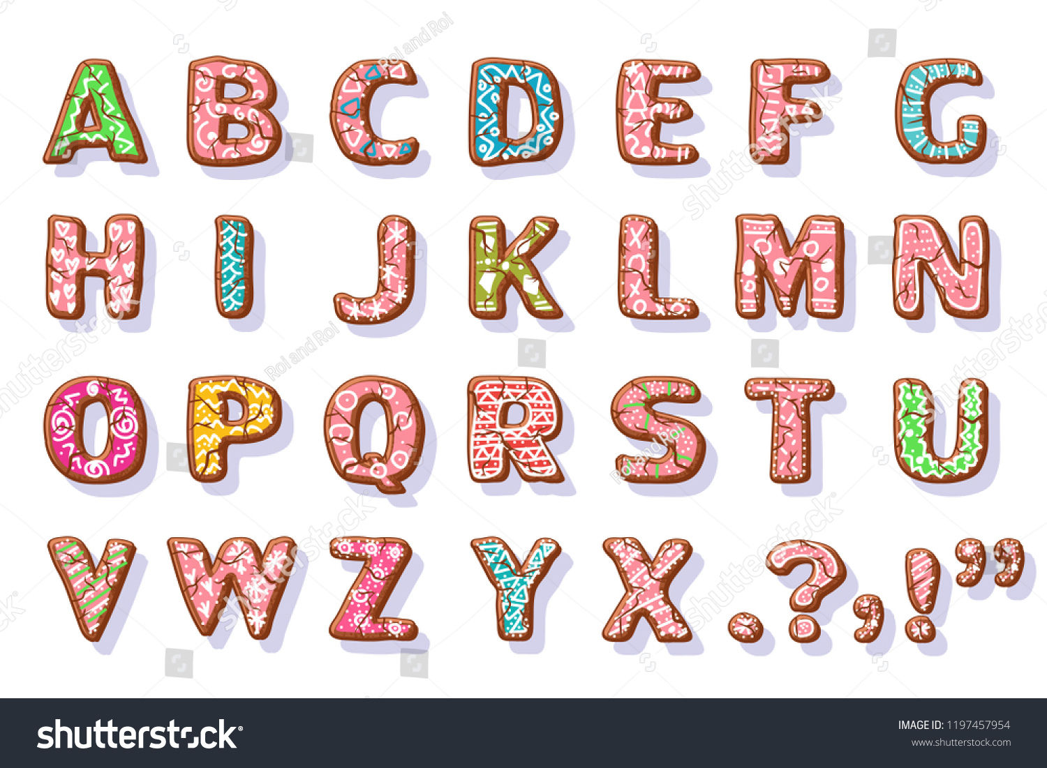 Ginger Cookies Alphabet Christmas Food Letters Stock Vector with regard to Christmas Food Alphabet