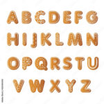 Ginger Cookies Alphabet. Xmas Letters Coveredicing Sugar Regarding Christmas Food Alphabet