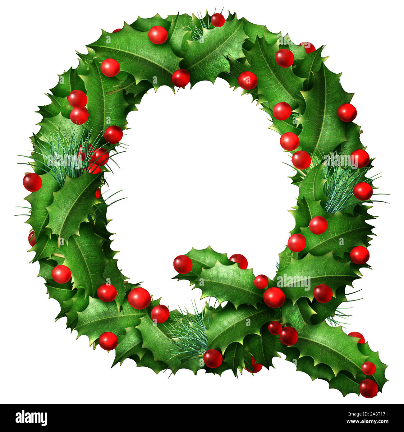 Holiday Font Letter Q As A Festive Winter Season Decorated Garland within Christmas Alphabet Letter Q