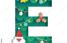 Letter E Alphabet Font Cute Merry Christmas Concept Bell Santa for Christmas Alphabet Letter E