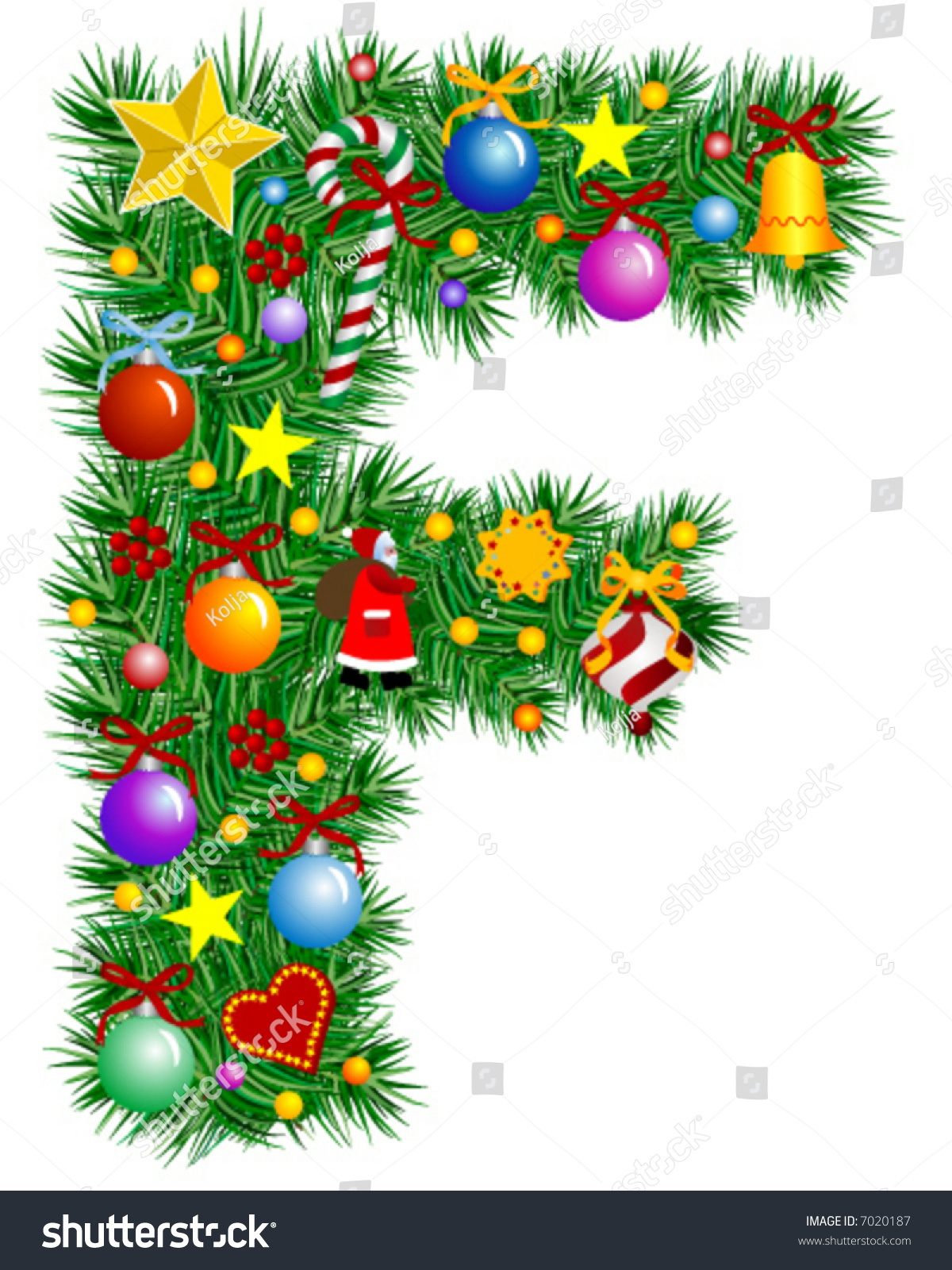 Letter F Christmas Tree Decoration Alphabet Stock Vector (Royalty pertaining to Christmas Alphabet Letter F