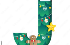 Letter J Alphabet Font Cute Merry Christmas Concept Gingerbread pertaining to Christmas Alphabet Letter J