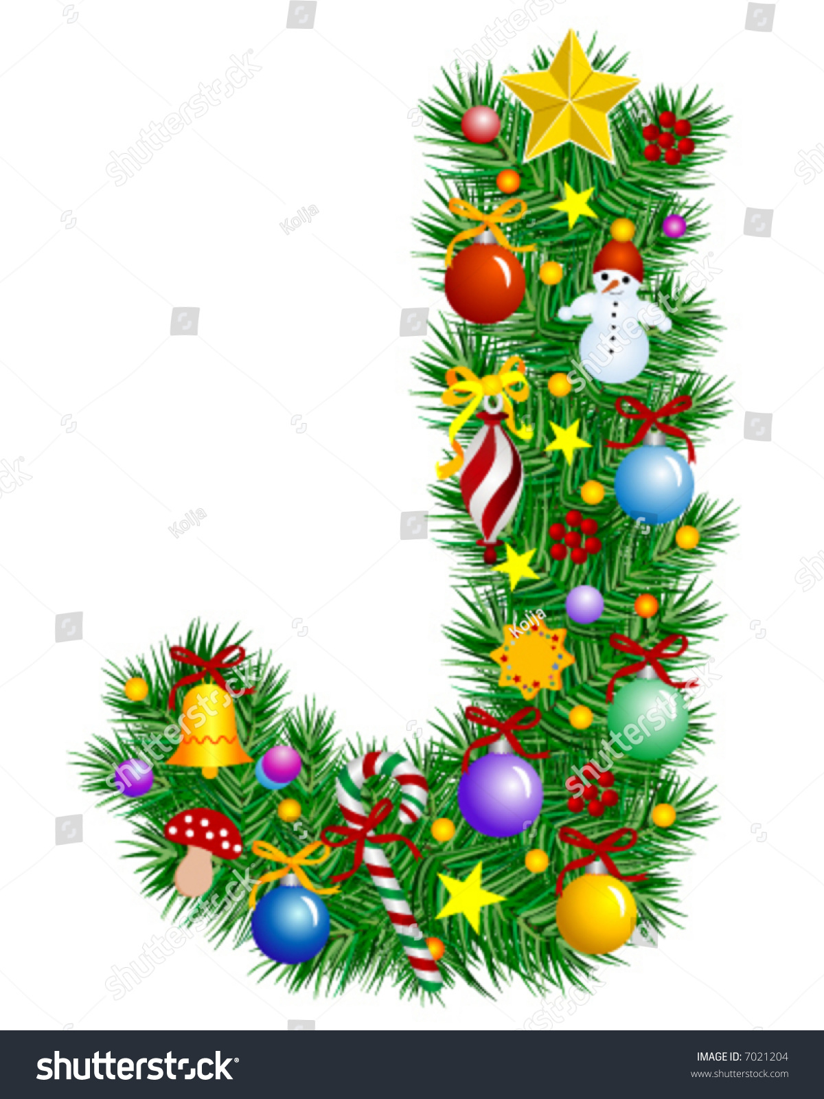 Letter J Christmas Tree Decoration Alphabet Stock Vector (Royalty with Christmas Alphabet Letter J