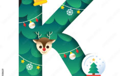 Letter K Alphabet Font Cute Merry Christmas Concept Reindeer Bell regarding Christmas Alphabet Letter K