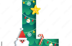 Letter L Alphabet Font Cute Merry Christmas Concept Star Candy with regard to Christmas Alphabet Letter L