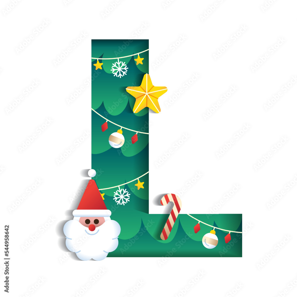 Letter L Alphabet Font Cute Merry Christmas Concept Star Candy with regard to Christmas Alphabet Letter L