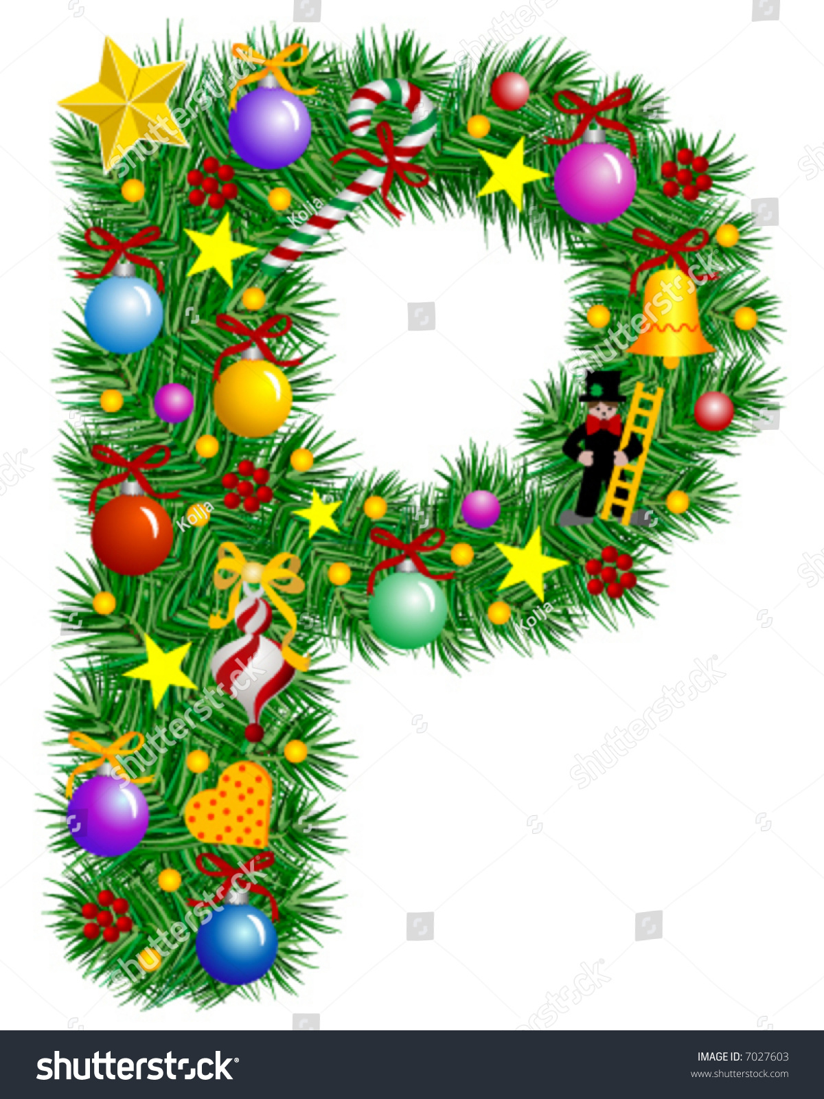 Letter P Christmas Tree Decoration Part Stock Vector (Royalty Free within Christmas Alphabet Letter P