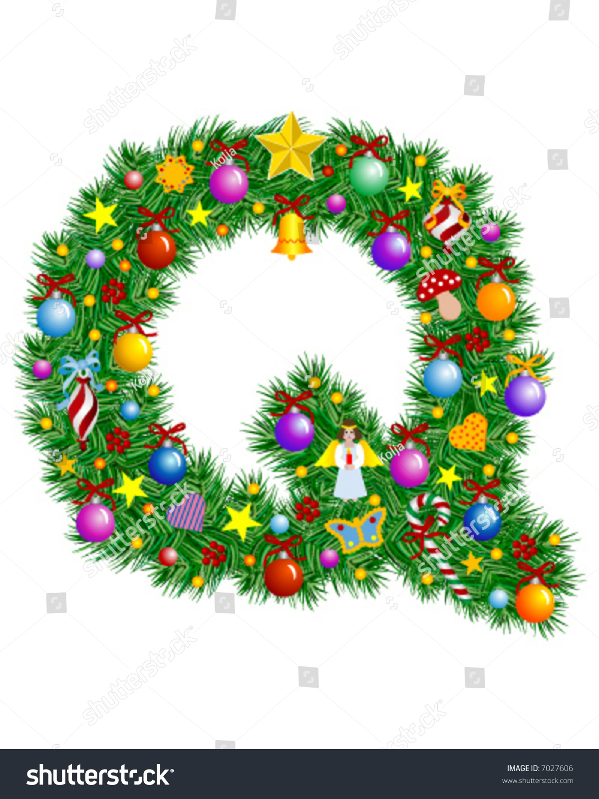 Letter Q Christmas Tree Decoration Alphabet Stock Vector (Royalty inside Christmas Alphabet Letter Q