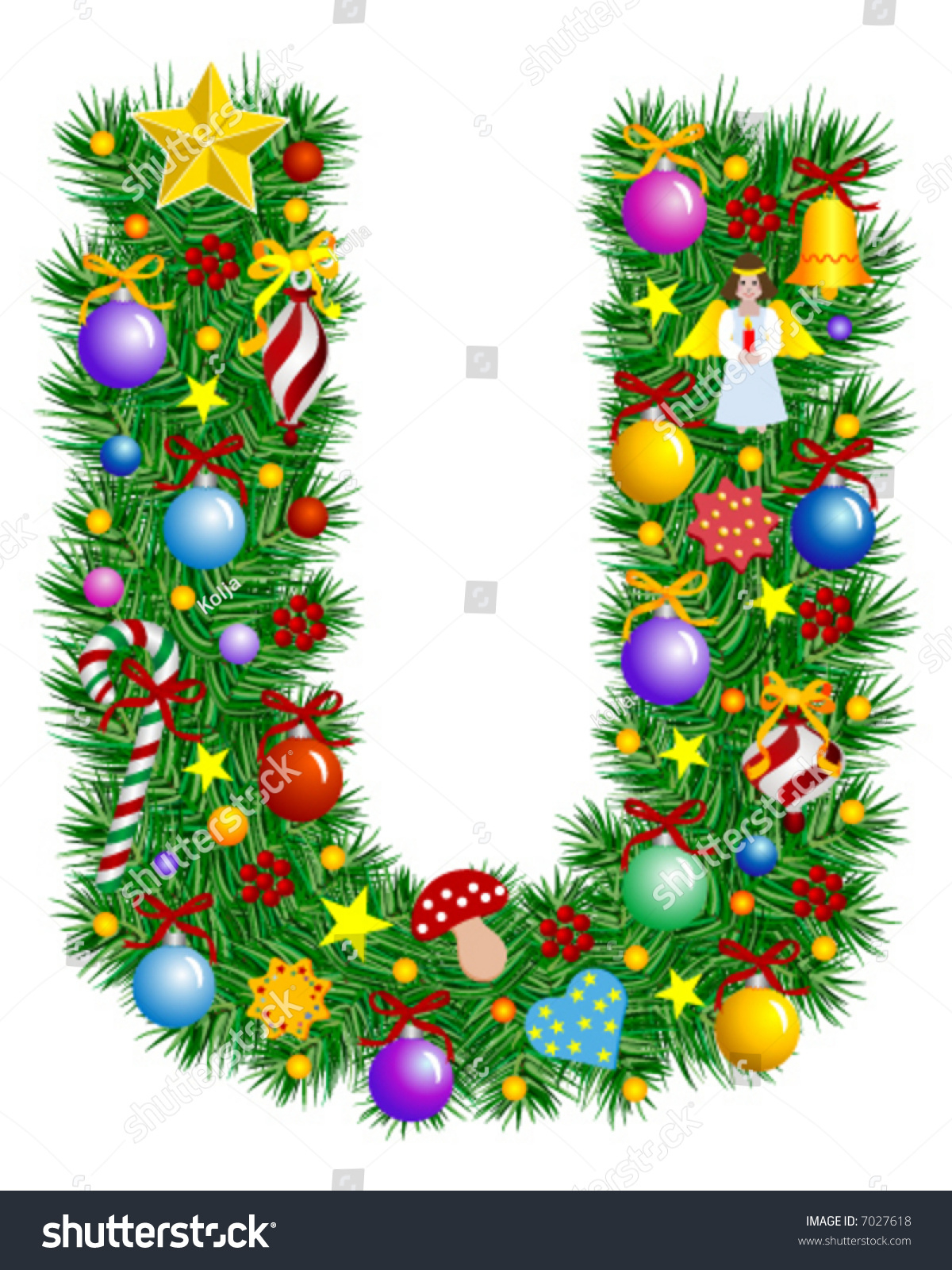 Letter U Christmas Tree Decoration Alphabet Stock Vector (Royalty in Christmas Alphabet Letter U