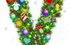 Letter V Christmas Tree Decoration Alphabet Stock Vector (Royalty regarding Christmas Alphabet Letter V