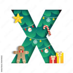 Letter X Alphabet Font Cute Merry Christmas Concept Star Regarding Christmas Alphabet Letter X