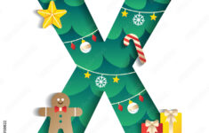 Letter X Alphabet Font Cute Merry Christmas Concept Star regarding Christmas Alphabet Letter X