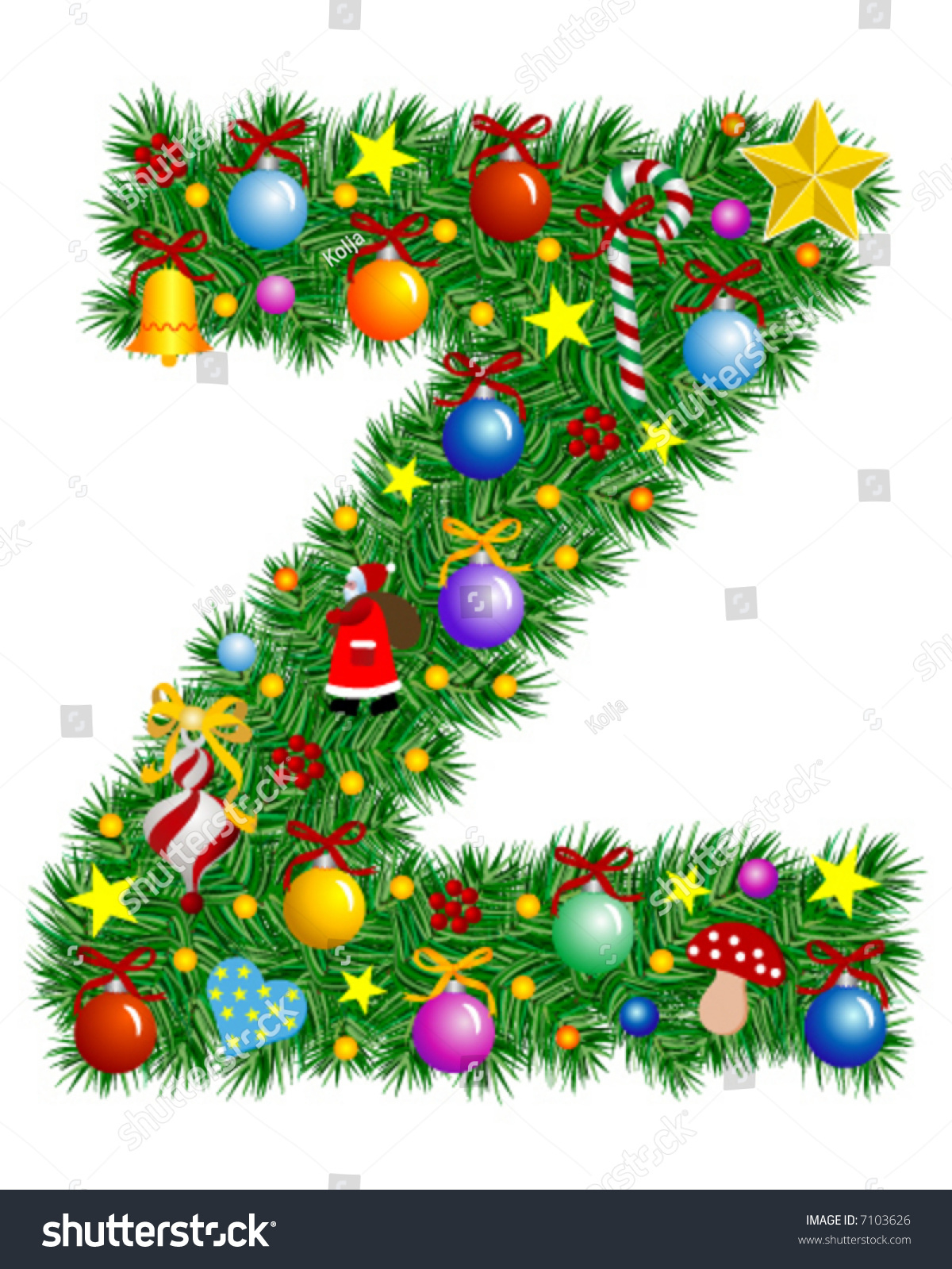 Letter Z Christmas Tree Decoration Alphabet Stock Vector (Royalty in Christmas Alphabet Letter Z