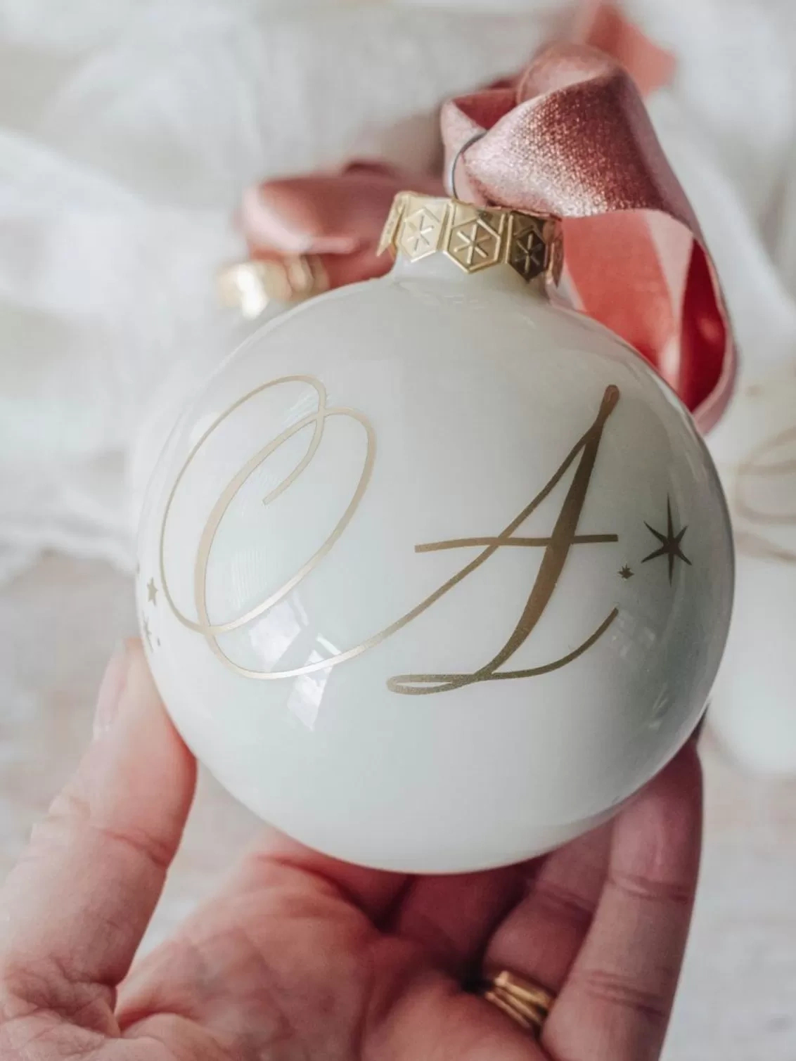 Luxury Alphabet Christmas Bauble - Holly &amp;amp; Co in Glass Alphabet Christmas Ornaments