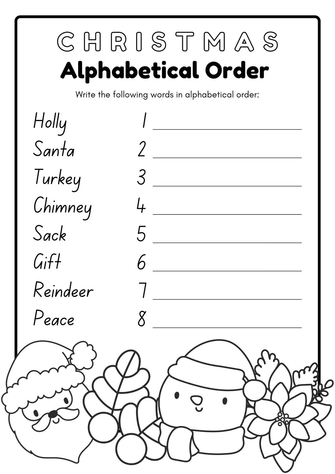 Page 9 - Free, Editable Christmas Worksheet Templates | Canva throughout Christmas Alphabetical Order Worksheets