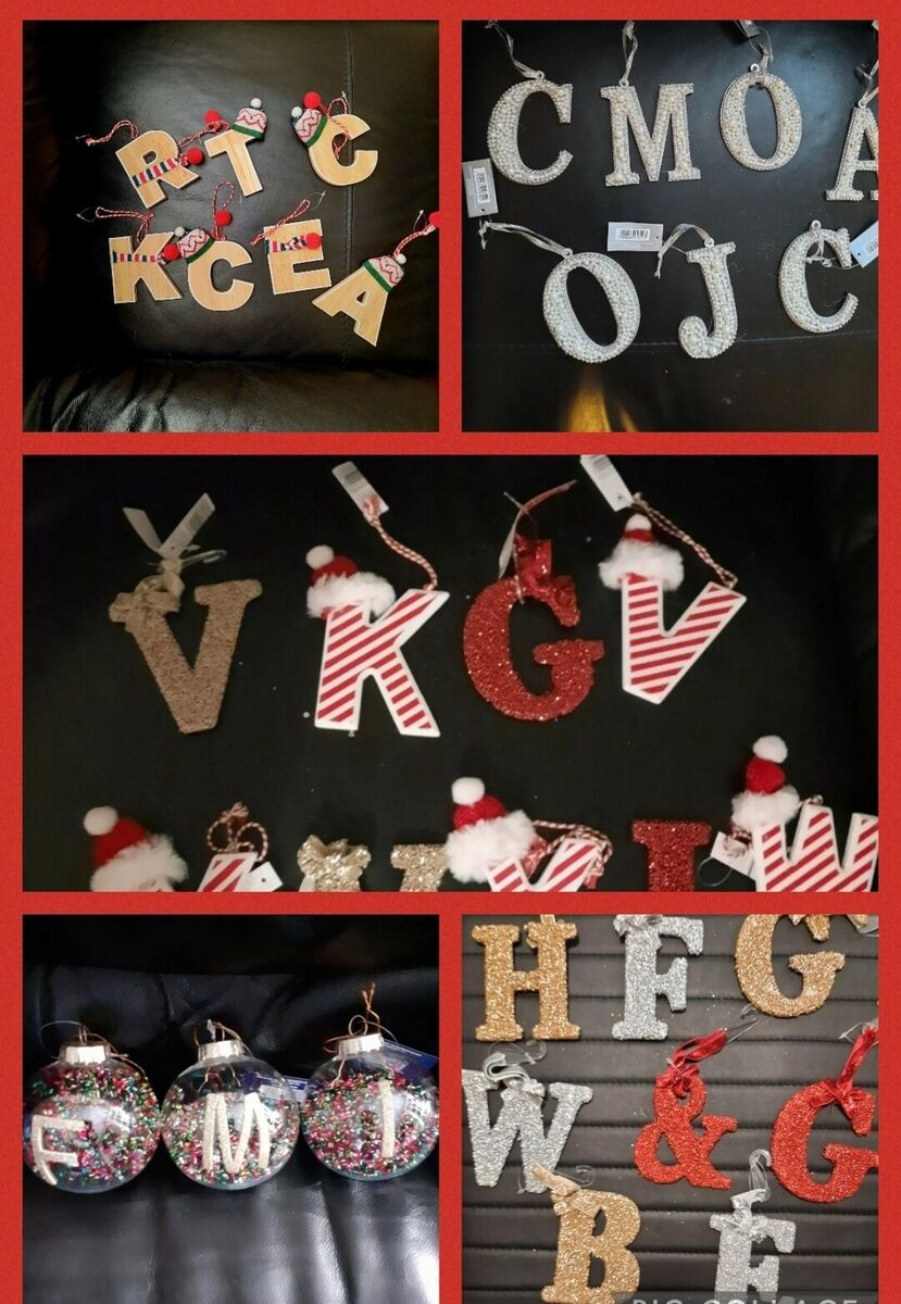 Pearls Glitter Wood Bauble Alphabet Christmas Tree Decoration Initial Gift Tag pertaining to Christmas Items Alphabet