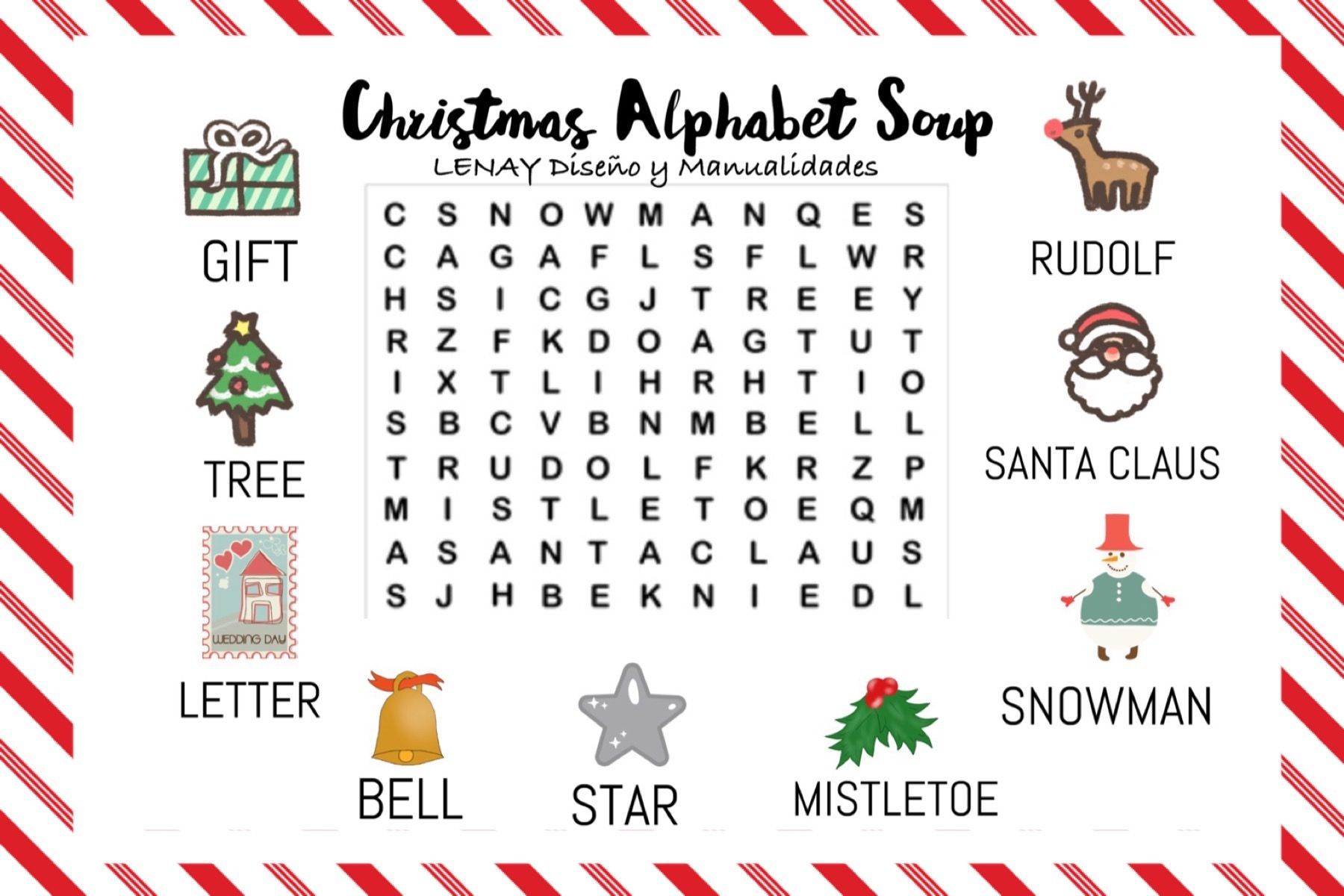 Pin Page regarding Christmas Alphabet Soup