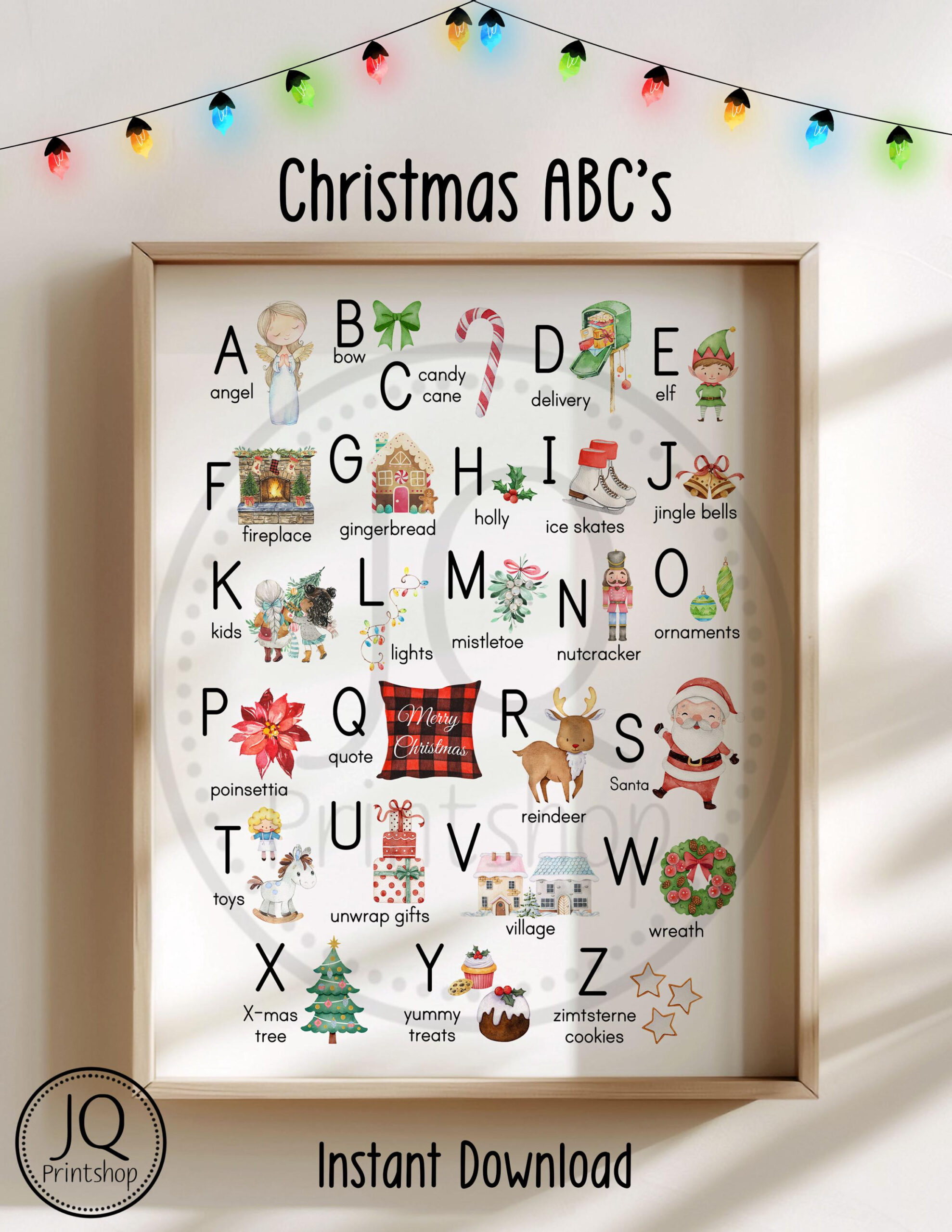 Printable Christmas Art, Christmas Abc&amp;#039;S, A-Z Christmas Words for Christmas Related Alphabet