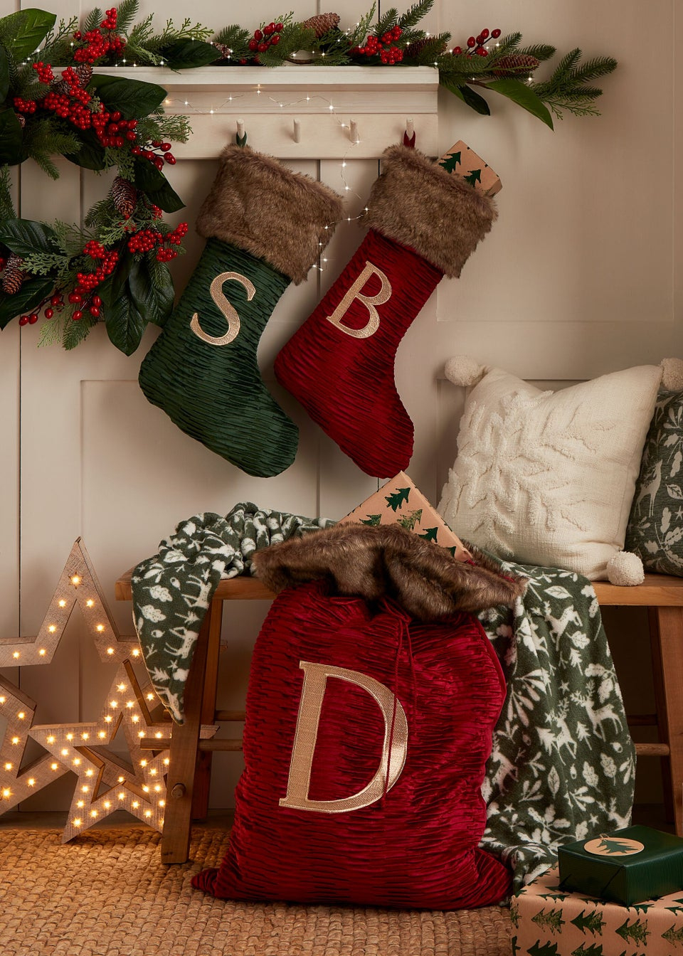 Red Christmas Alphabet Stocking (51Cm X 32Cm) - Matalan in Christmas Alphabet Stocking