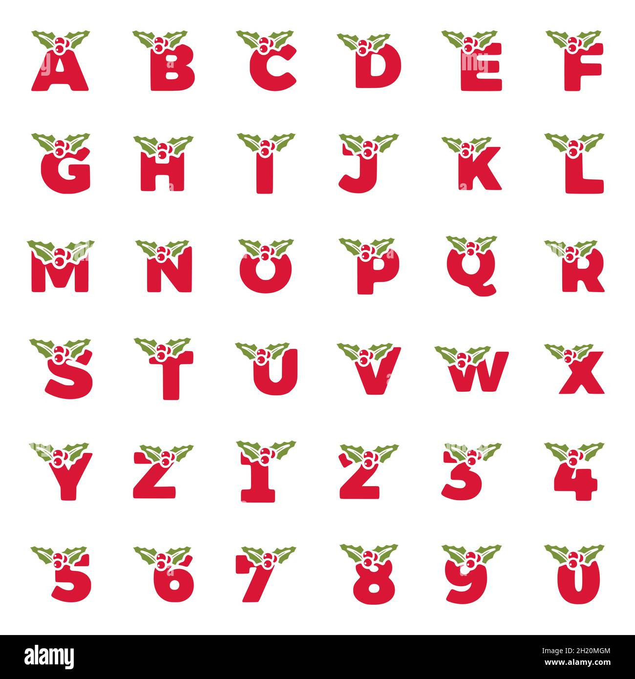 Set Of Letters And Numbers Decorated With Mistletoe. Christmas inside Clipart Christmas Alphabet Letters