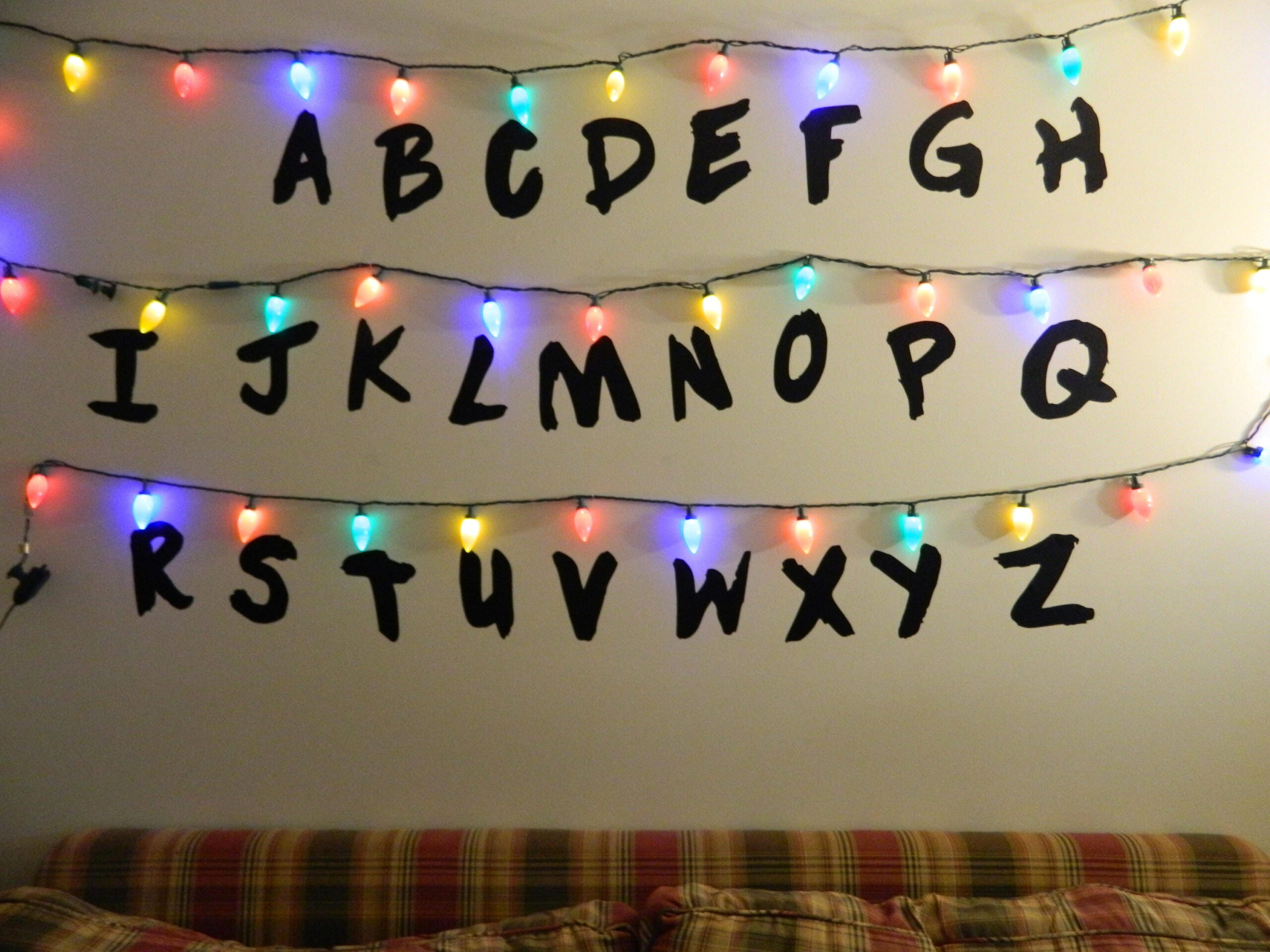 Stranger Alphabet Wall Led Christmas Lights Letters Vinyl pertaining to Christmas Lights Alphabet Letters