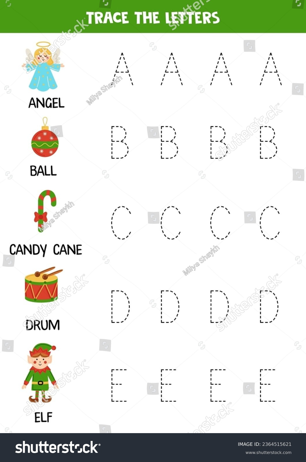 Tracing Letters English Alphabet Christmas Alphabet Stock Vector for Christmas Alphabet Tracing