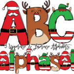 Weihnachten Doodle Buchstaben, Santa Sublimation Schriftart, Xmas Pertaining To Letters Of The Alphabet Christmas