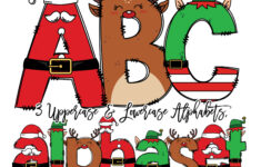 Weihnachten Doodle Buchstaben, Santa Sublimation Schriftart, Xmas pertaining to Letters of the Alphabet Christmas
